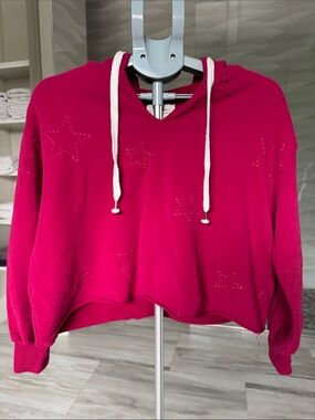 Saturday Sunday Women’s Hot Pink Star Detail Pullover Hoodie XS